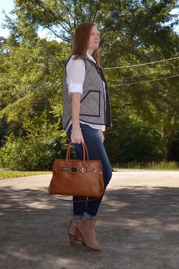 J. Crew Factory Herringbone Puffer Vest