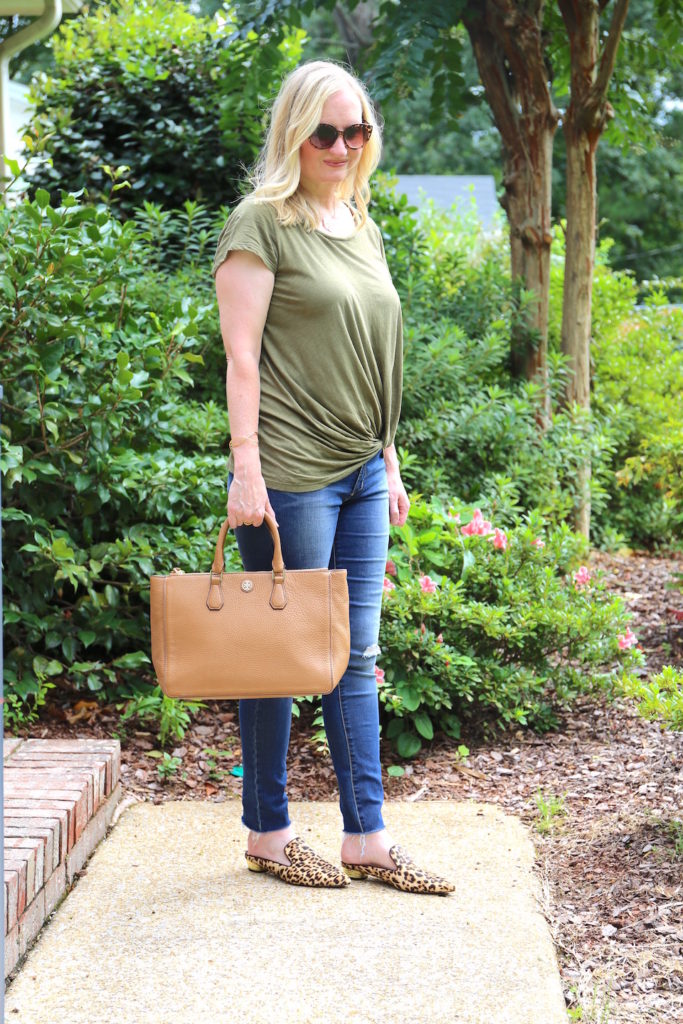 Olive and Leopard Mules