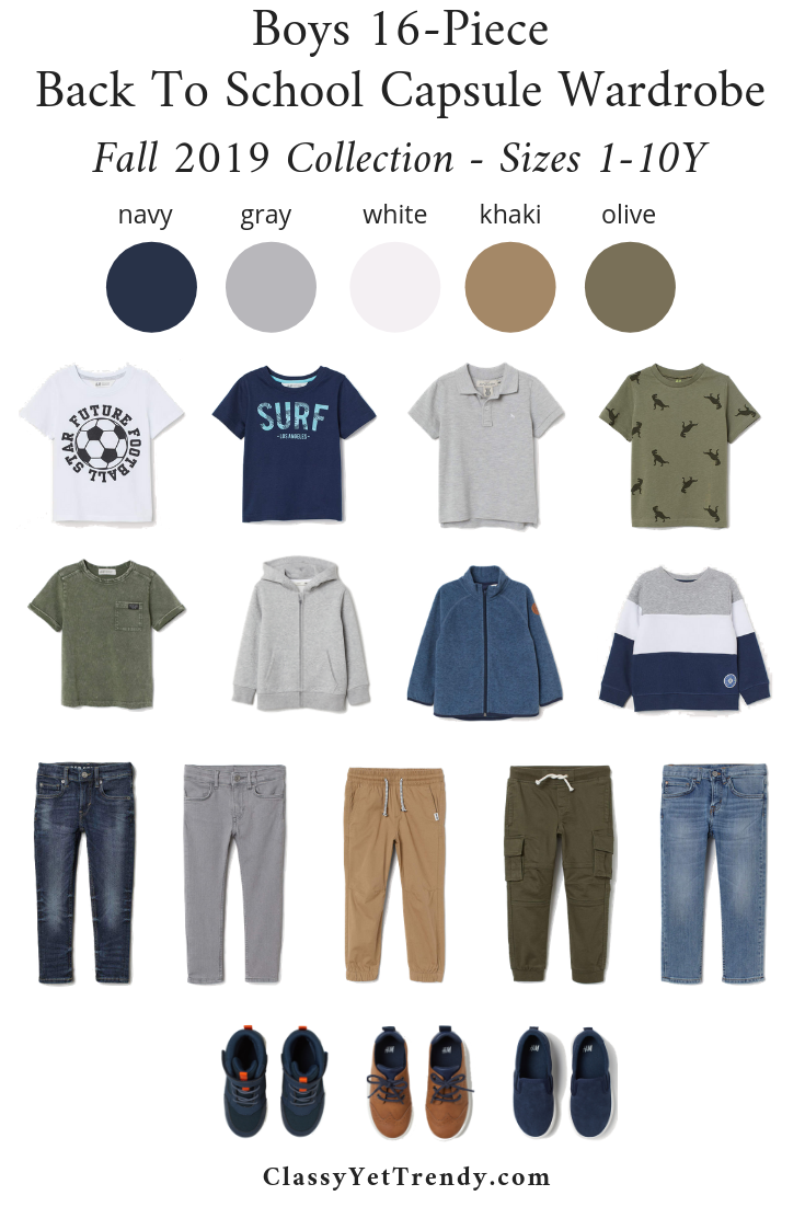 Boys 16-Piece Back To School Capsule Wardrobe: Fall 2019 Sizes 1-10Y + 9 Outfits