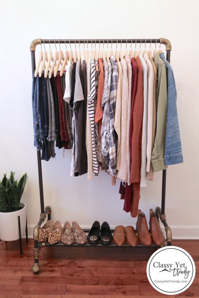 My Fall 2019 Capsule Wardrobe clothes rack full