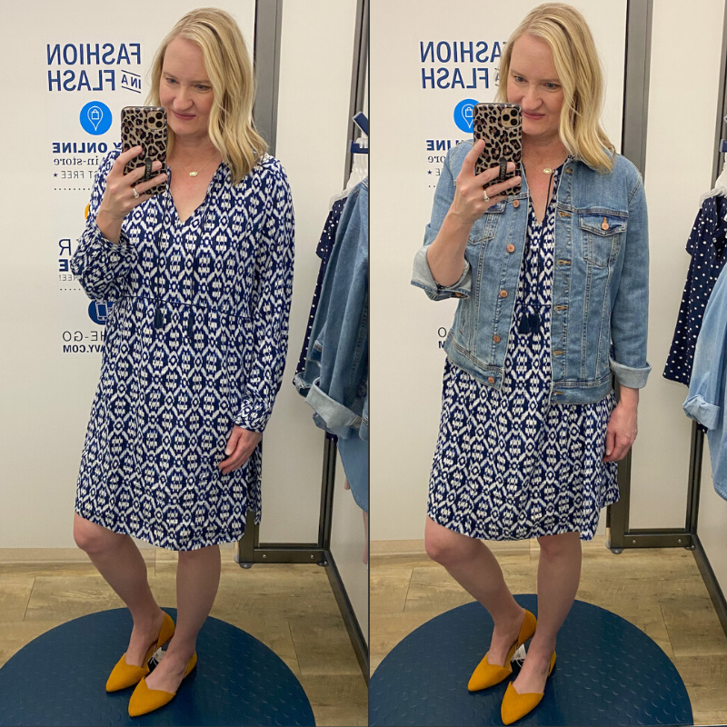 Old-Navy-Try-On-Spring-2020-navy-print-dress-denim-jacket