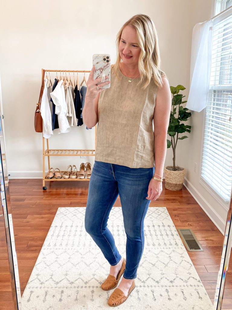 Everlane Eileen Fisher Grayson Try On Session Apr 2020 - organic linen shell