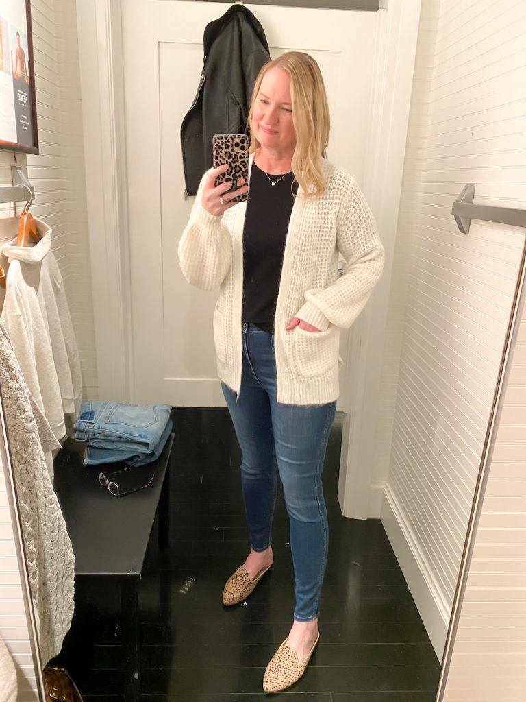 Madewell Saks Express Abercrombie Try-on Session - Waffle Stitch Duster Cardigan Cream