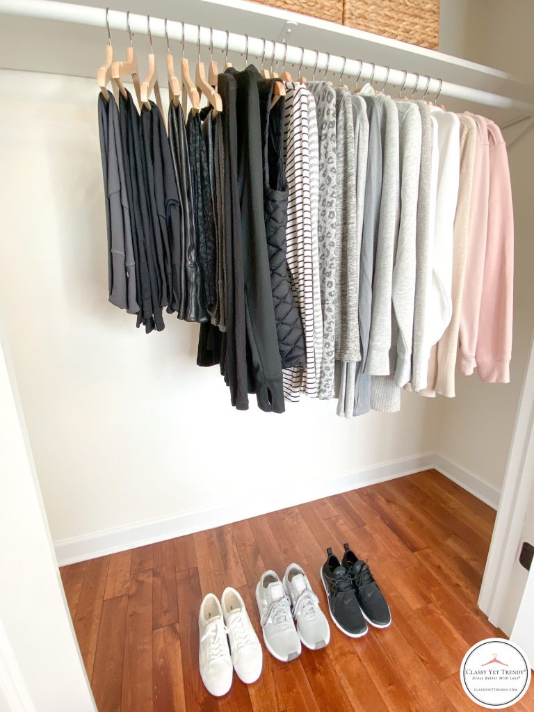 26 Piece Winter 2020 Athleisure Capsule Wardrobe - closet side