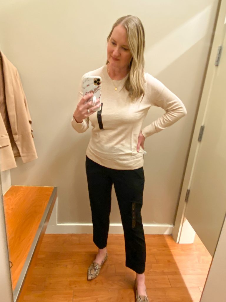 Try-On Session February 2021 - Banana Republic Factory ivory sweater black pants