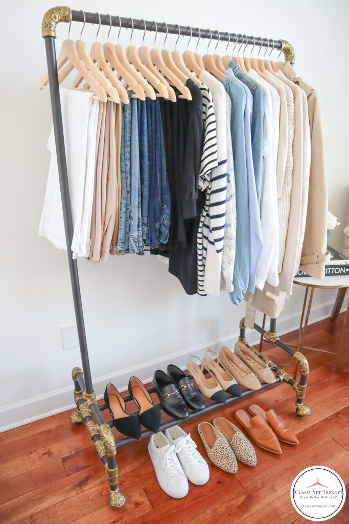 My French Minimalist Spring 2021 Capsule Wardrobe - clothes rack side