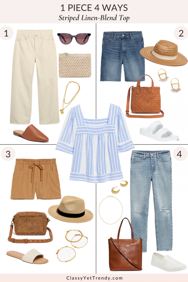 1 Piece 4 Ways: Striped Linen-Blend Top
