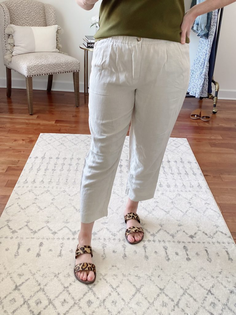 Try-On Session April 2021 Madewell J Crew - Madewell Linen Track Trousers closeup