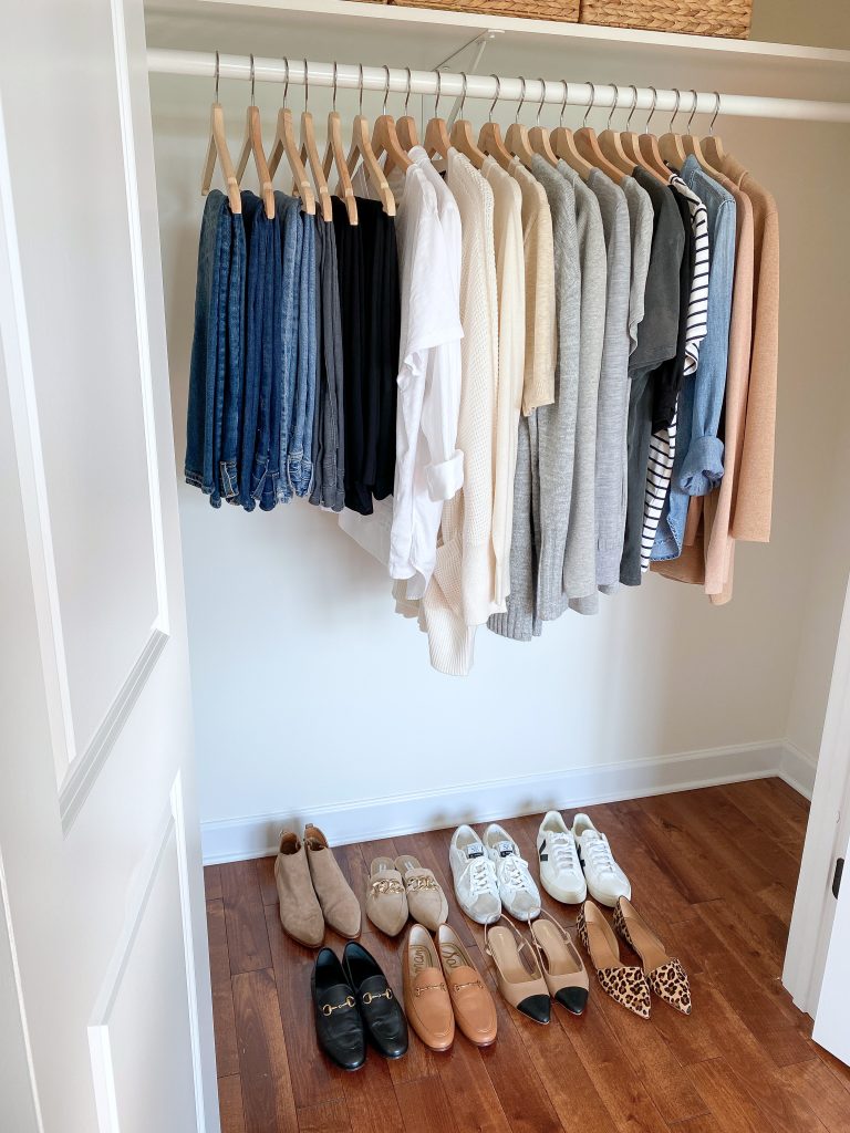 My 29-Piece Neutral Fall 2021 Capsule Wardrobe - closet side