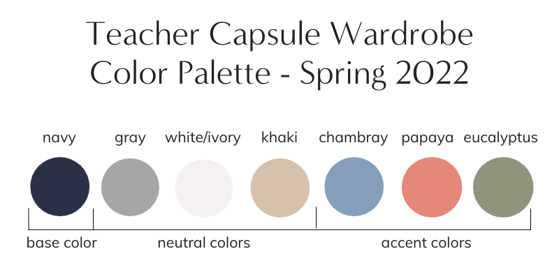 Teacher Capsule Wardrobe Spring 2022 Color Palette