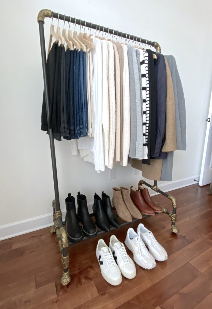 My 29 Piece Winter 2022 Capsule Wardrobe - clothes rack side