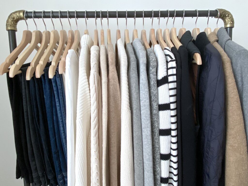 My 29 Piece Winter 2022 Capsule Wardrobe - clothes rack top