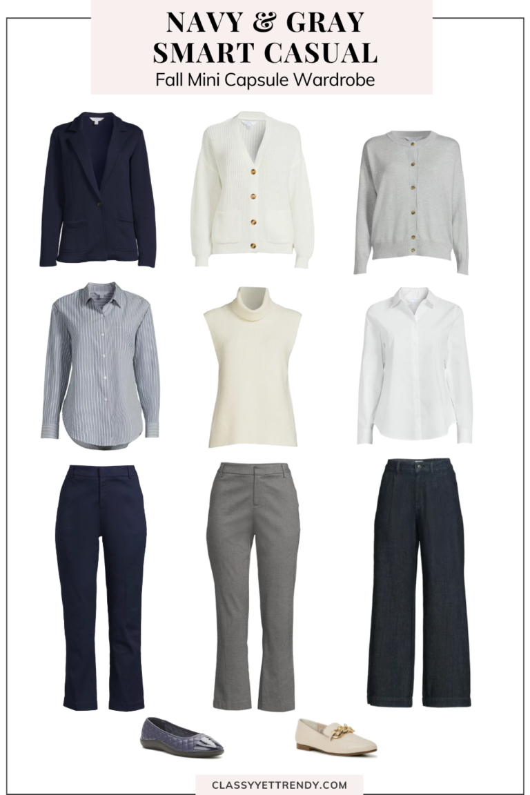 Navy and Gray Smart Casual Fall Mini Capsule Wardrobe