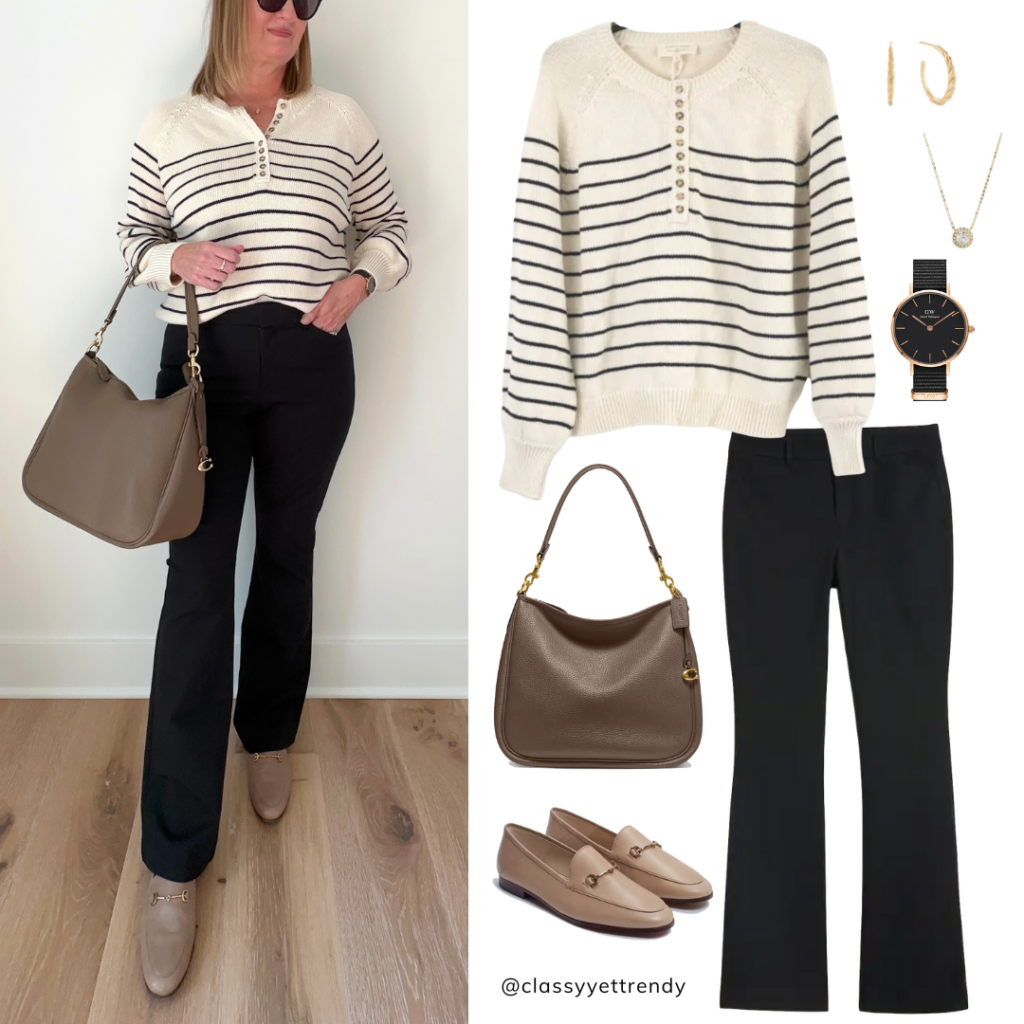 3 WAYS TO WEAR BLACK FLARE PANTS WITH IMAGES - OUTFIT 2ELEVATED CASUAL