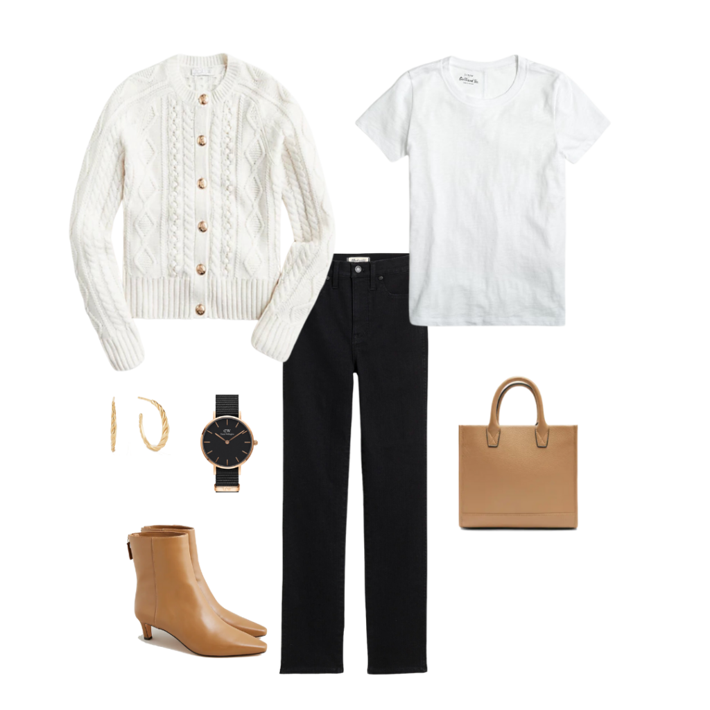ONE BASE MULTIPLE OUTFITS - BLACK JEANS WHITE TEE - OUTFIT 5