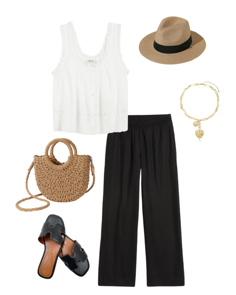 WARM WEATHER TRAVEL CAPSULE WARDROBE 2025 - 11 PIECES 10 OUTFITS - outfit 1