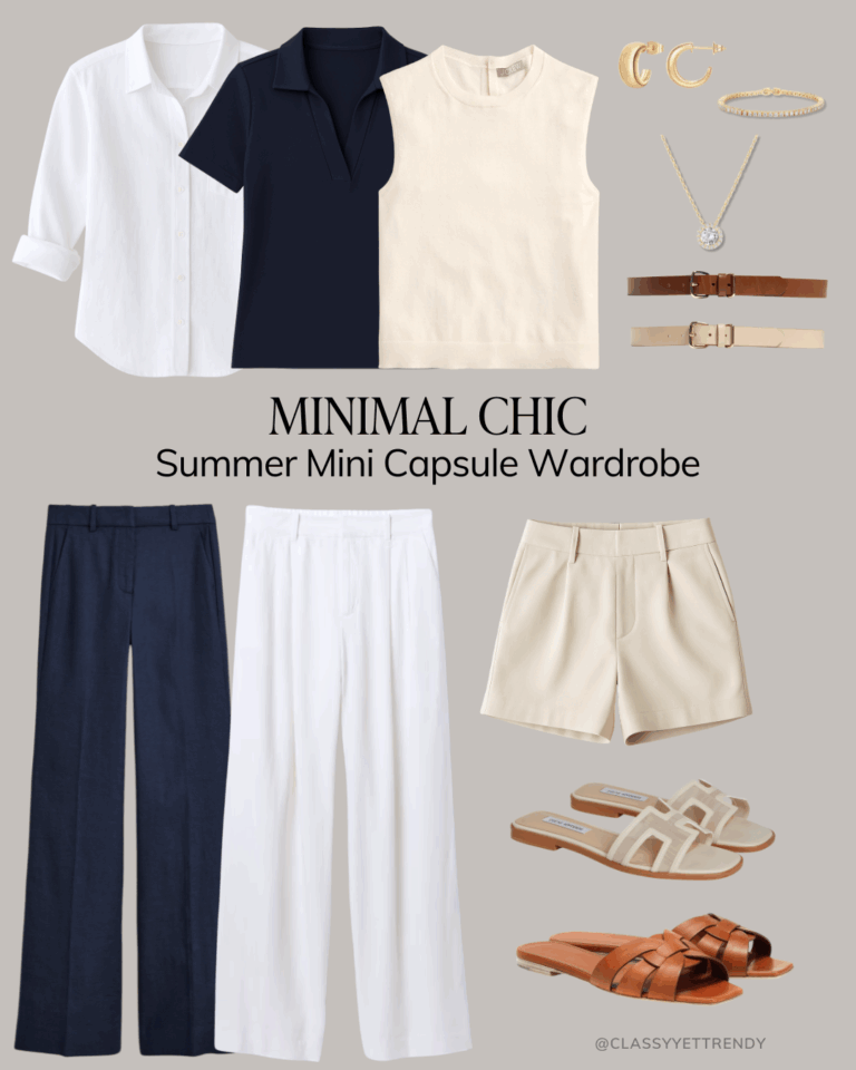 Minimal Chic Summer Neutrals Mix & Match Mini Capsule Wardrobe | 8 Pieces, 9 Outfits