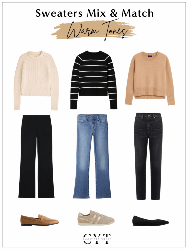 Sweaters Mix and Match (Warm Neutral Tones): 9 Pieces, 9 Outfits