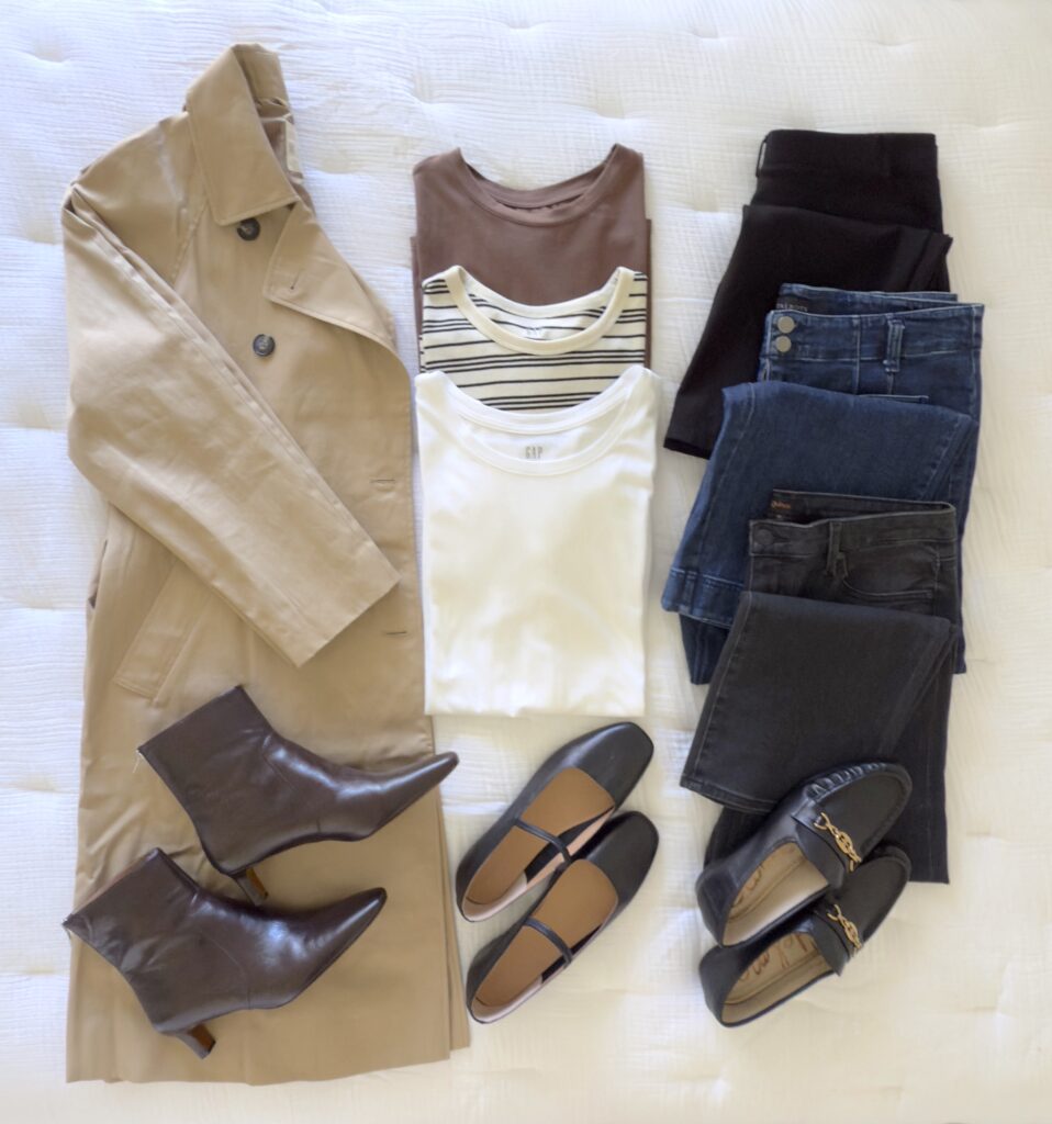 TRENCH COAT OUTFITS MIX AND MATCH - OCT 2025 - FLATLAY