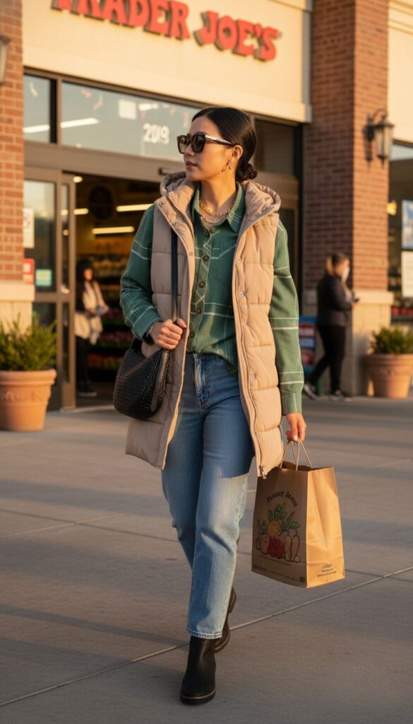 6 WAYS TO WEAR A LONG PUFFER VEST WITH EVERYDAY CASUAL CAPSULE WARDROBE WINTER 2025 - DEC 2025 OUTFIT 4 STYLED