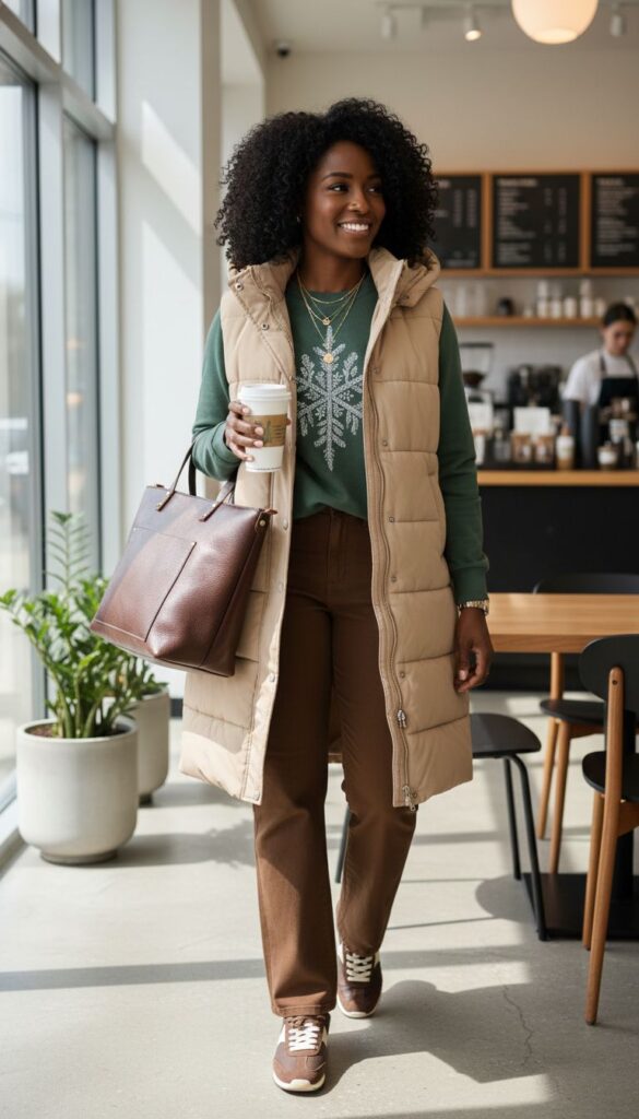 6 WAYS TO WEAR A LONG PUFFER VEST WITH EVERYDAY CASUAL CAPSULE WARDROBE WINTER 2025 - DEC 2025 OUTFIT 5 STYLED