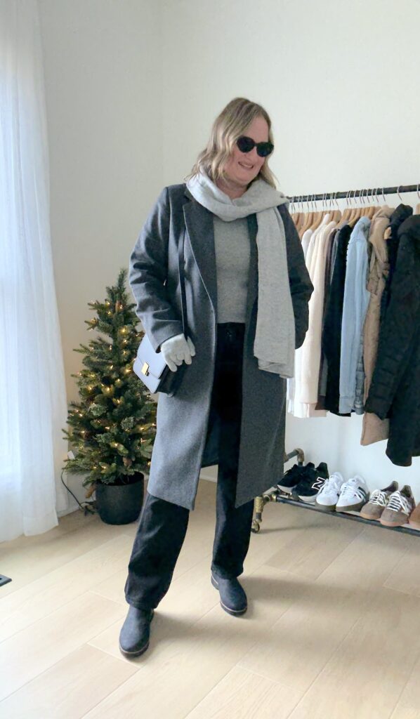 J CREW COLLAB SCARF GLOVES DEC 2025 - full outfit 2