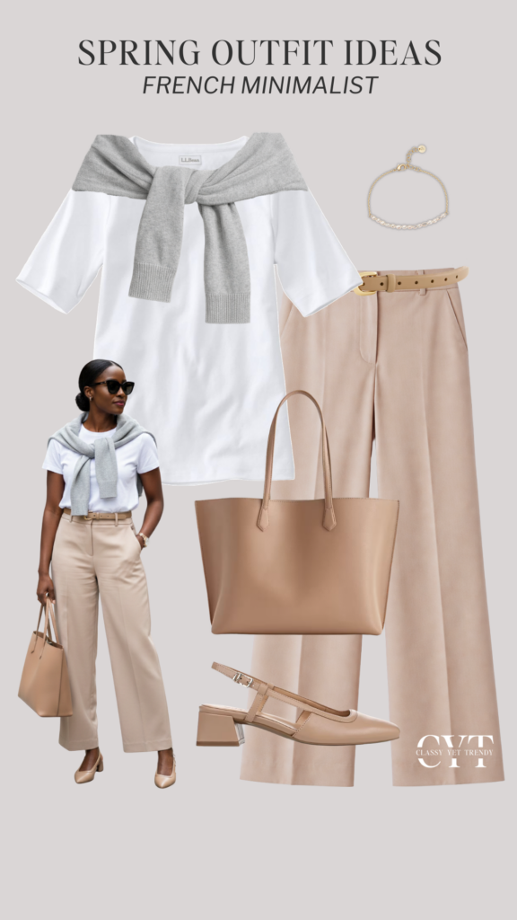 FRENCH MINIMALIST OUTFIT IDEAS SPRING 2026 - OUTFIT 3 MODEL COLLAGE