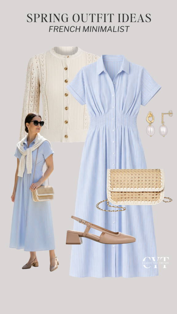 FRENCH MINIMALIST OUTFIT IDEAS SPRING 2026 - OUTFIT 4 MODEL COLLAGE