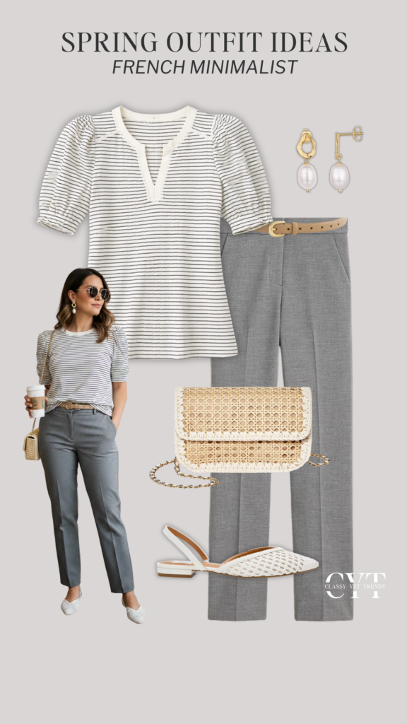 FRENCH MINIMALIST OUTFIT IDEAS SPRING 2026 - OUTFIT 7 MODEL COLLAGE