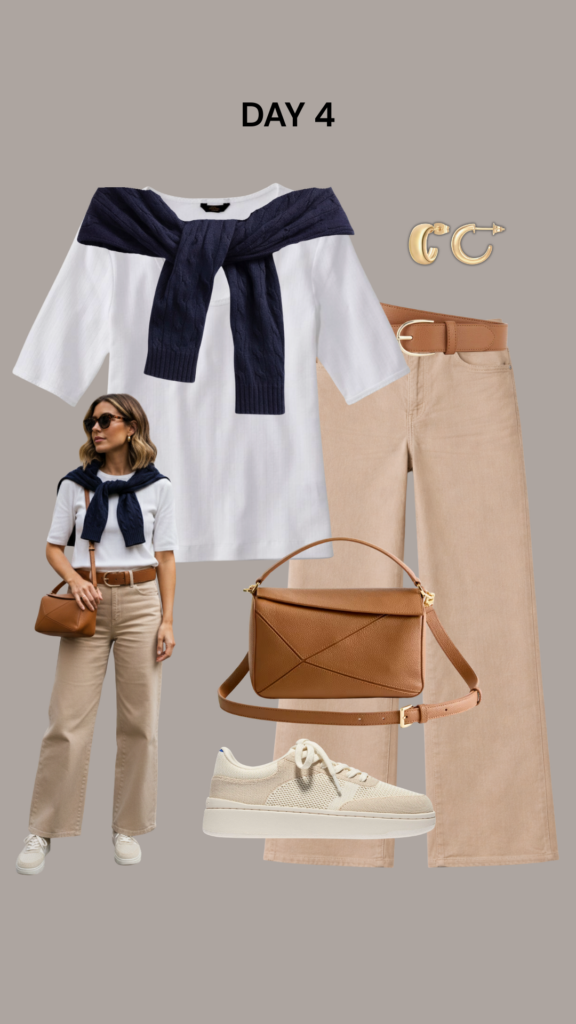 TRAVEL WARDROBE PACKING CHART - SPRING SEASON FEB 2026 - OUTFIT DAY 4